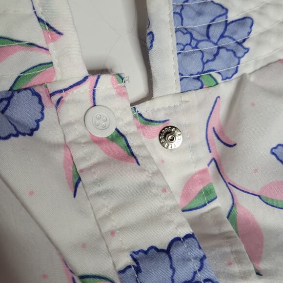 Vintage White & Blue Floral Print House Dress by Smart Time, size Large - Picture 6 of 6